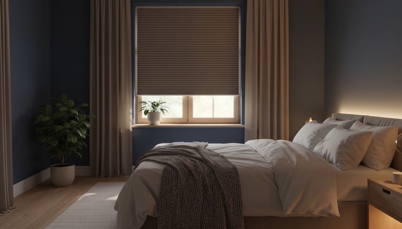 Wabenplissee im Schlafzimmer