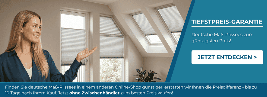 Plissee günstig auf Maß: Plissee-Experte.de mit 100% Tiefstpreisgarantie