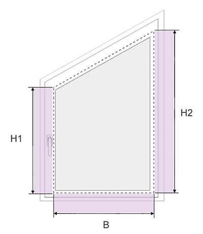 Plissee FS1, FS2 - Messen bei der Montage am Fensterflügel mit Winkeln