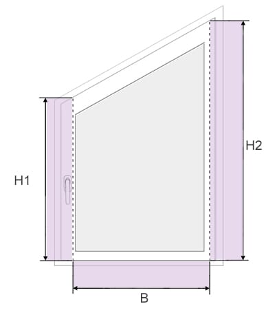 Plissee FS1, FS2 - Messen bei der Montage am Fensterflügel mit Griff mit Klemmträgern