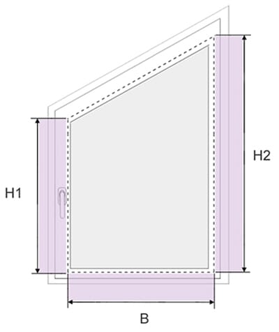 Plissee VS4S1, VS4S2 - Messen bei der Montage am Fensterflügel mit Winkeln