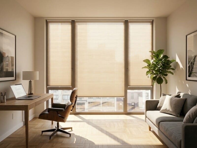 Gleiches Fenster mit elegantem Plissee