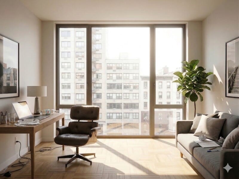 Nacktes Fenster ohne Sichtschutz